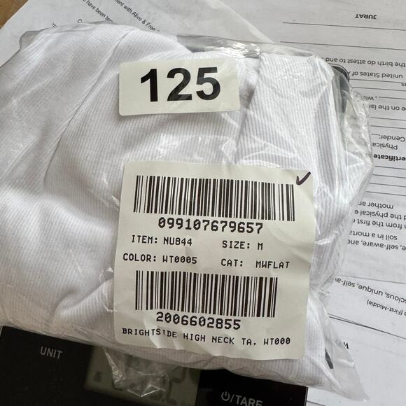 Madewell Regenerative Cotton Essential High-Neck Tank SZ M White Ribbed Stretchy - Picture 8 of 8